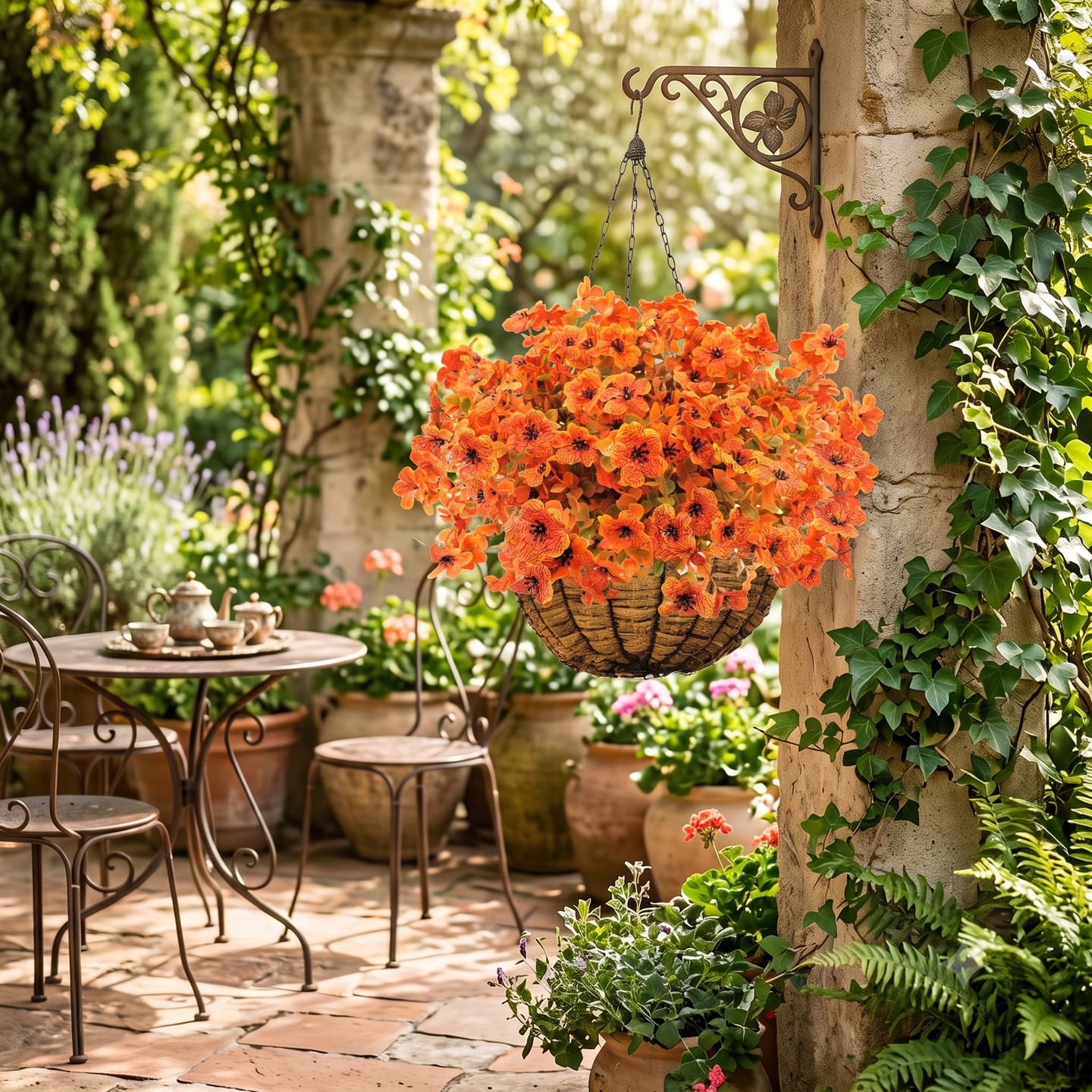 Customer photo review of 4Pcs Colorful Fall Fake Flowers - UV Resistant Artificial Outdoor Plants for Halloween Porch Decor