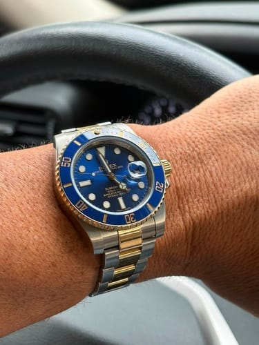 Customer photo review of Submariner 41mm Steel Yellow Gold Blue Dial Mens Watch 126613