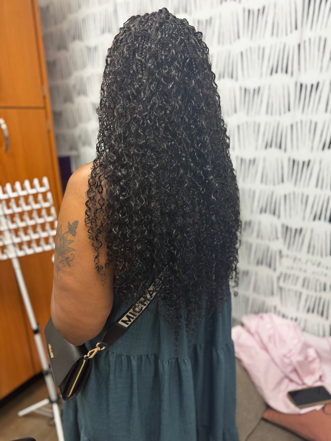 Customer photo review of Wholesale - Natural Black Crochet Hair Extensions Human Hair (100 Strands/Per Pack)
