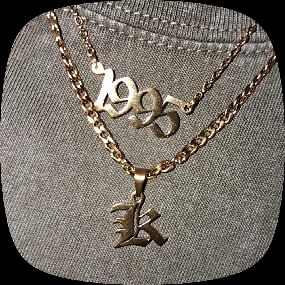 Customer photo review of Gothic Name Necklace
