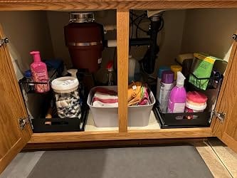 Customer photo review of Under-Sink Organizer Rack – Adjustable 2-Tier Metal Storage Shelf