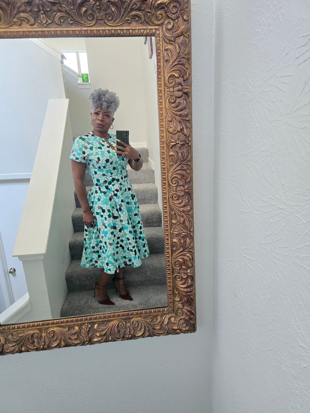 Customer photo review of GINA AFRICAN PRINT MIDI DRESS [GEOMETRIC]