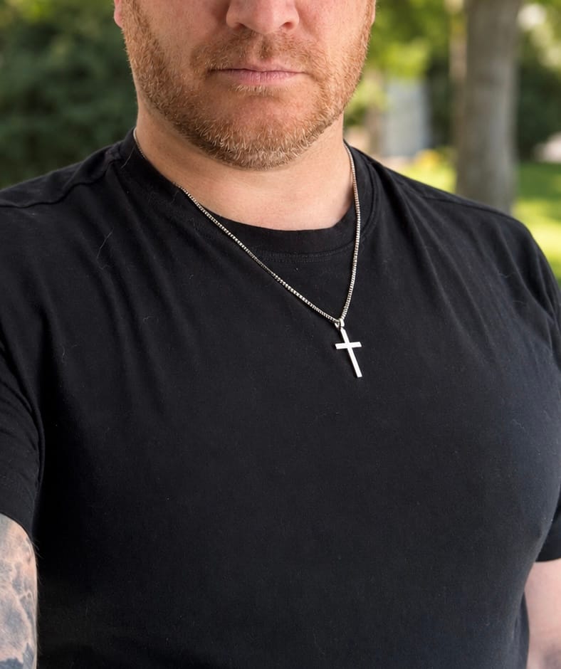 Customer photo review of Classic Cross & Box Chain