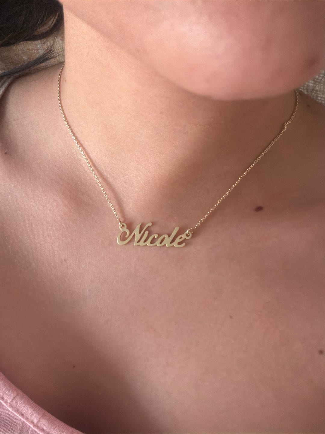 Customer photo review of Colar Personalizado Manuscrito Nome Folheado a Ouro 18k