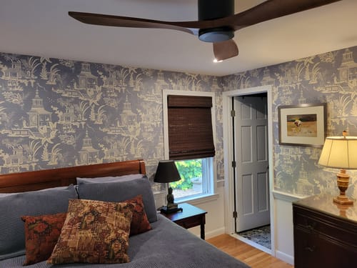 Customer photo review of Thibaut T13649 EMPRESS COURT Blue Wallpaper