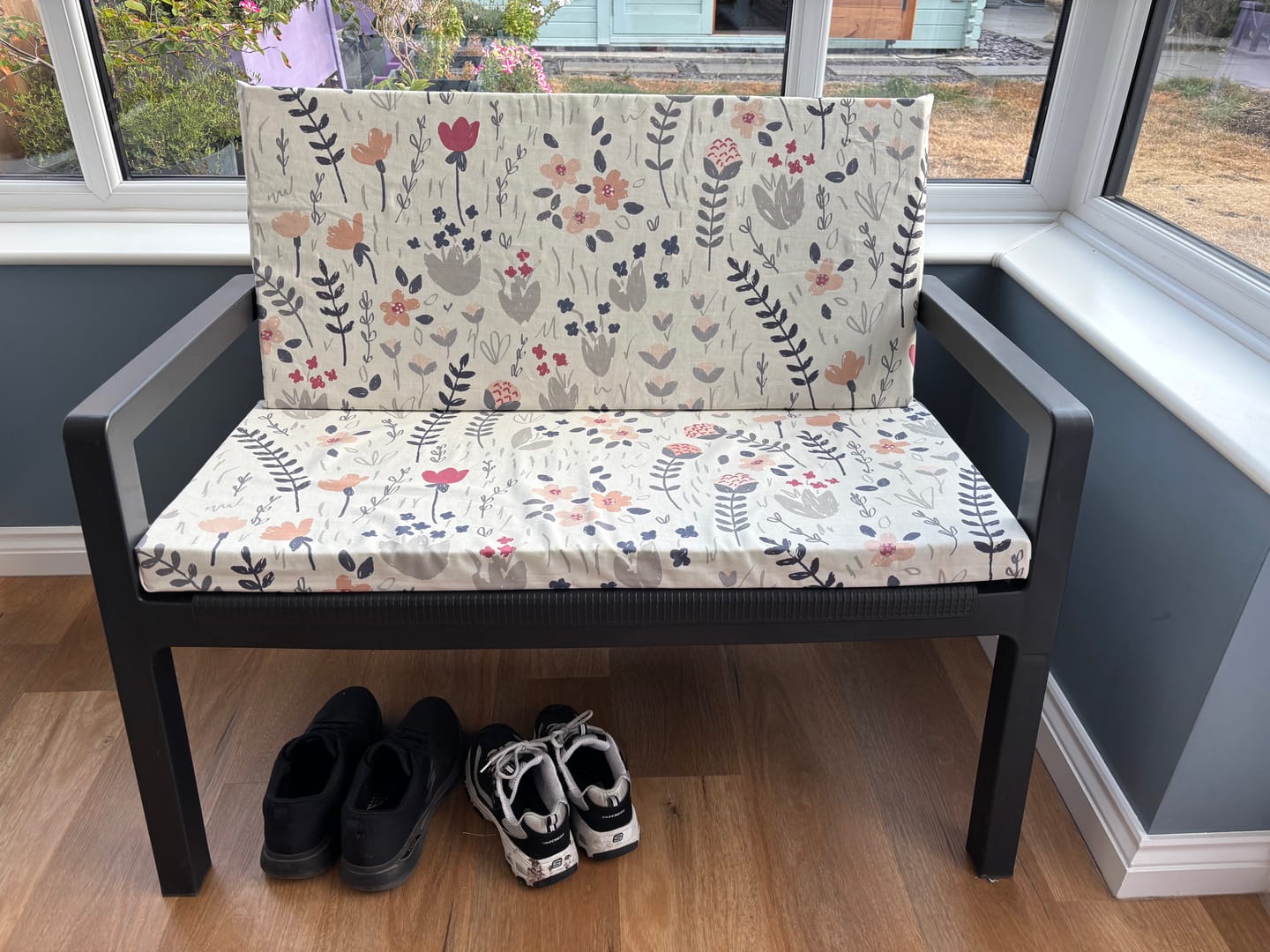 Customer photo review of Flower Drawings on Ivory Cotton Canvas Fabric