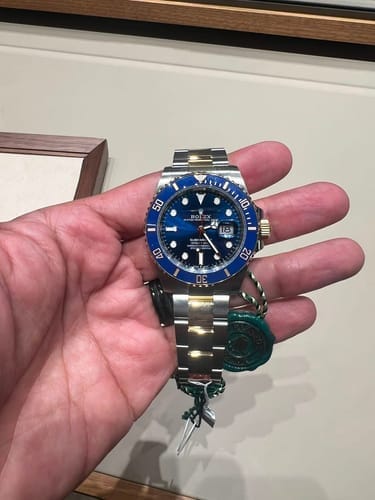 Customer photo review of Submariner 41mm Steel Yellow Gold Blue Dial Mens Watch 126613