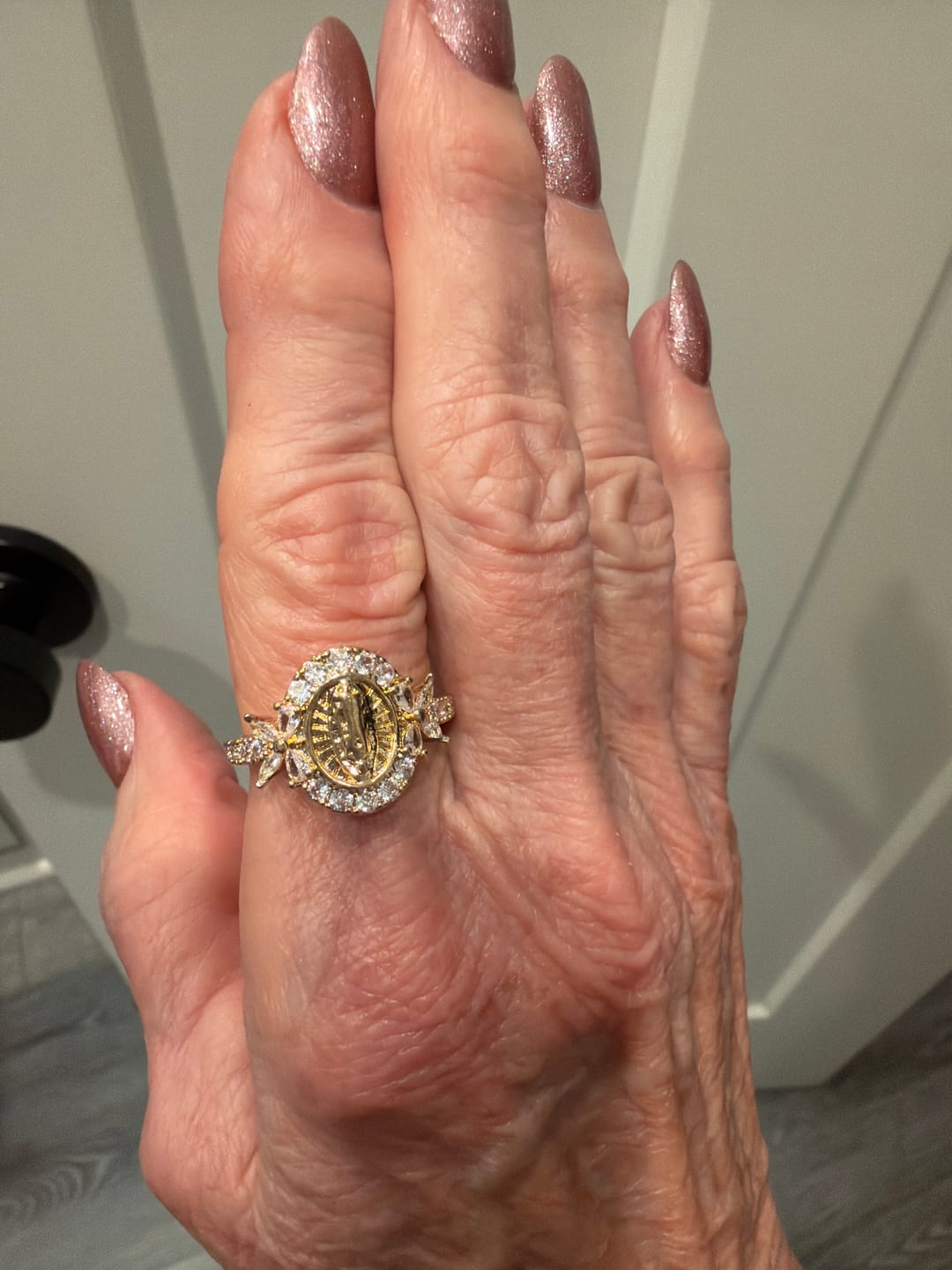 Customer photo review of FREE Today: Elegant Virgin Mary Emblem Ring: Sacred Detail for Daily Devotion