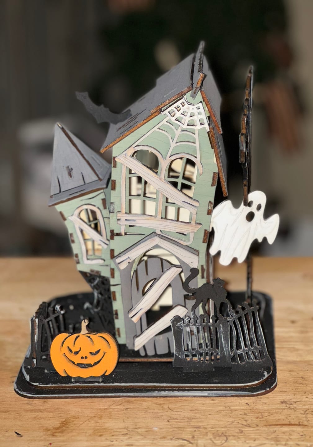 Customer photo review of Halloween House Scene Lamp Laser Cut SVG