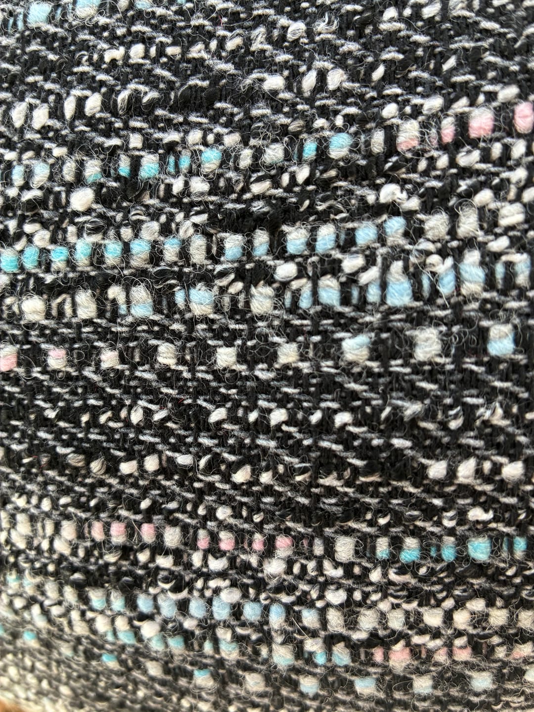 Customer photo review of Blue and Grey Boucle Fabric