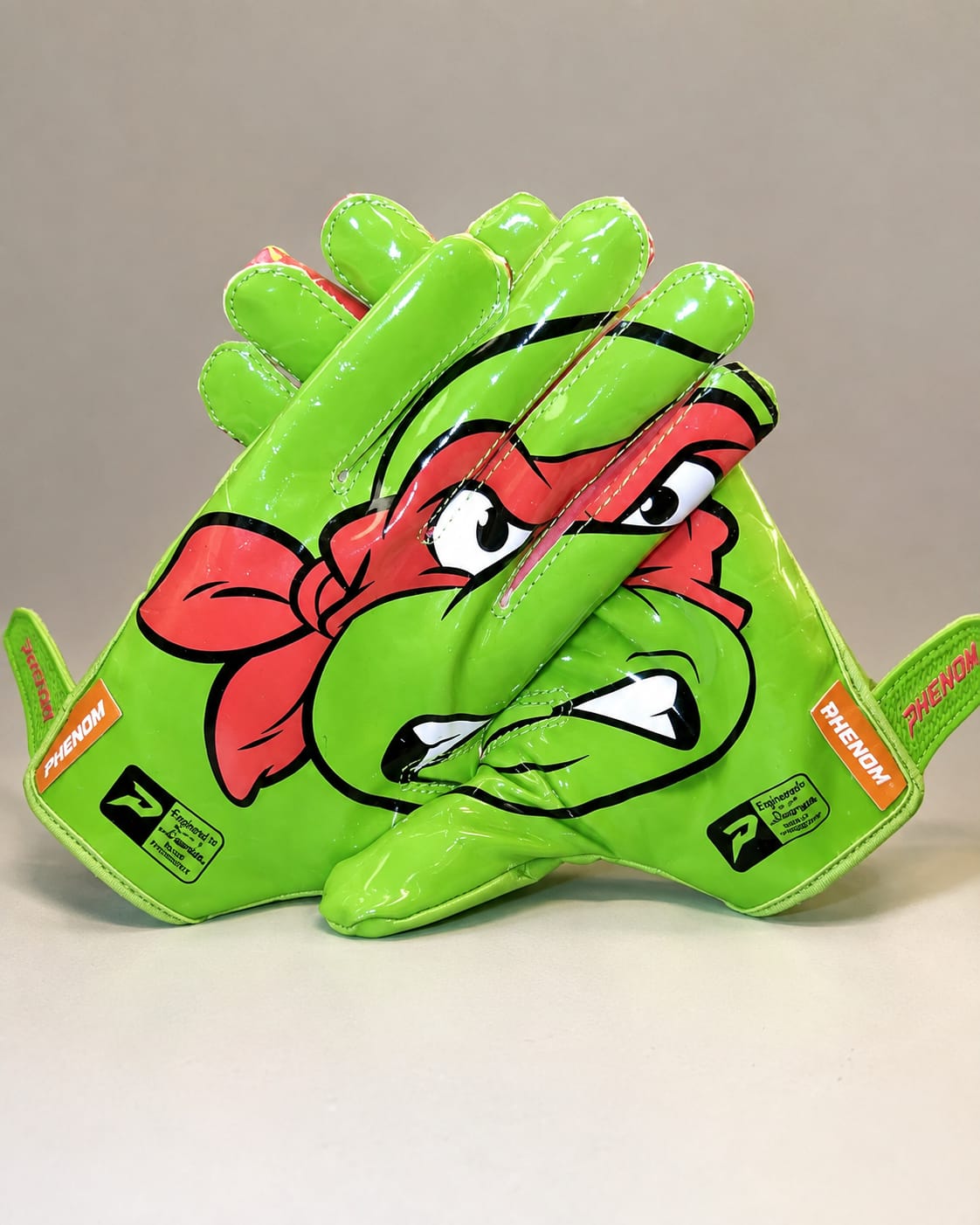Customer photo review of Ninja Turtles: Raphael Football Gloves – VPS5 by Phenom Elite