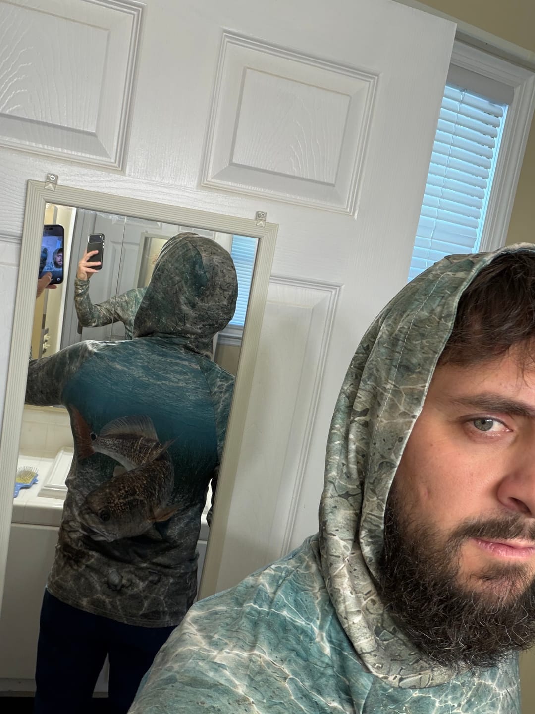 Customer photo review of AirLite Fishing Sun Hoodie - Clear Flats Redfish Hunt - MHL47