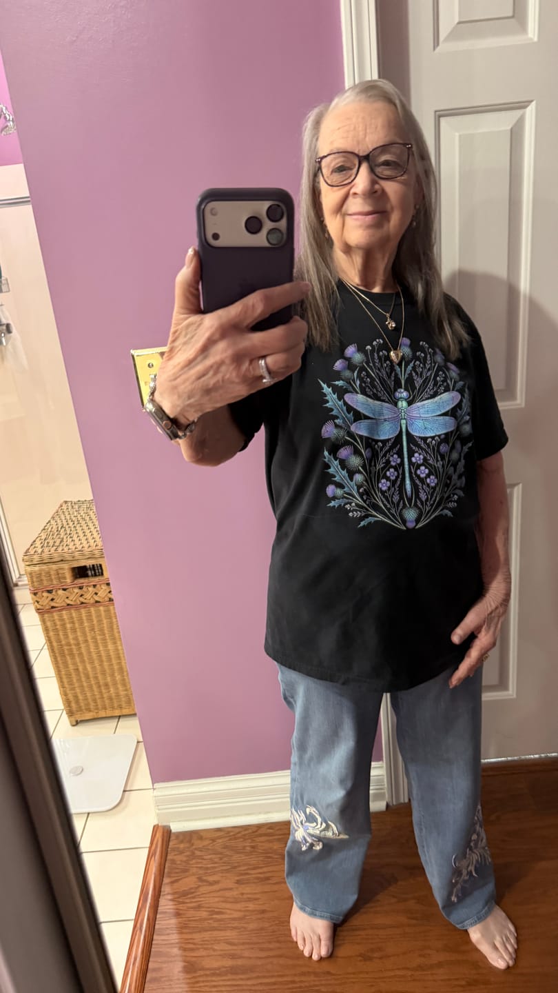 Customer photo review of Dragonfly Thistle T-Shirt