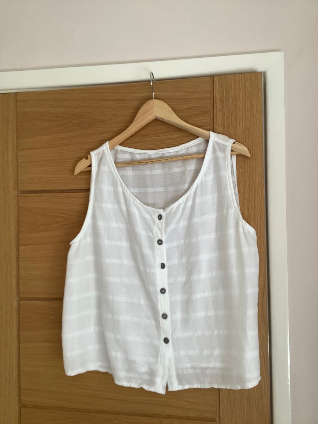 Customer photo review of Checkered White Cotton Modal Fabric