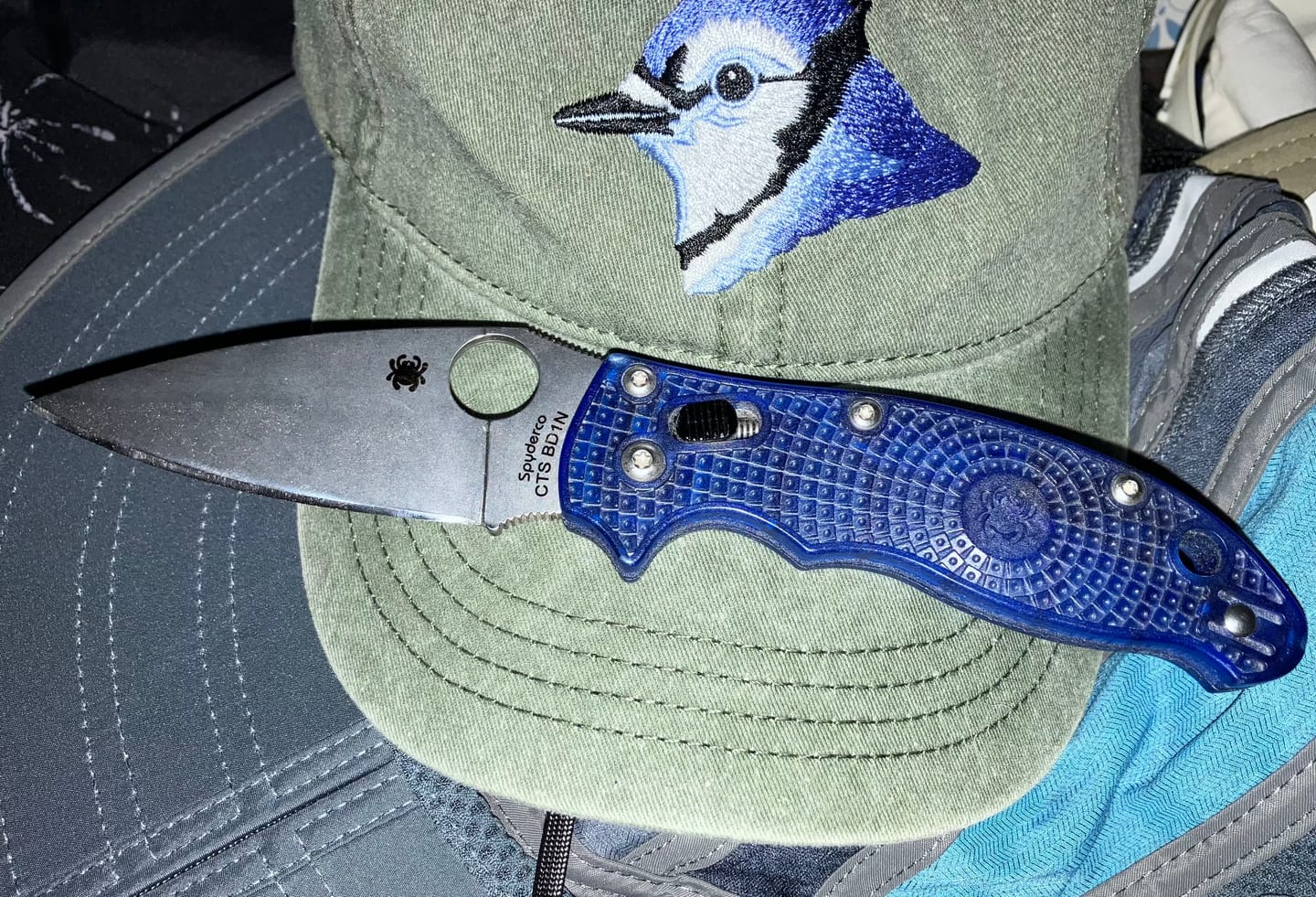 Customer photo review of The Back Door: Used - Spyderco Manix 2 Lightweight C101PBL2 3.37" Drop Point, CTS-BD1N, Blue FRCP, Ball Bearing Lock - Made in USA