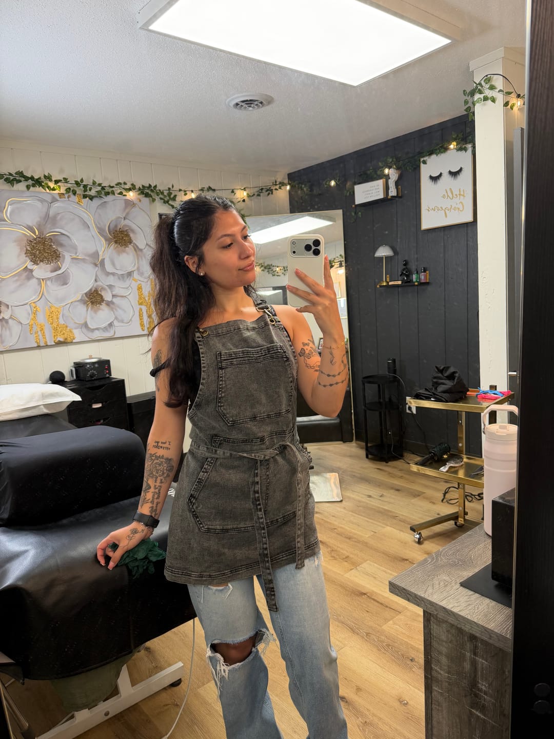 Customer photo review of Over Shoulder Black Acid Washed Apron