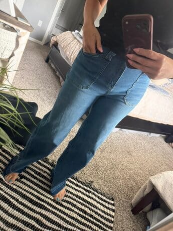 Customer photo review of Women's Wide Leg Denim Jeans