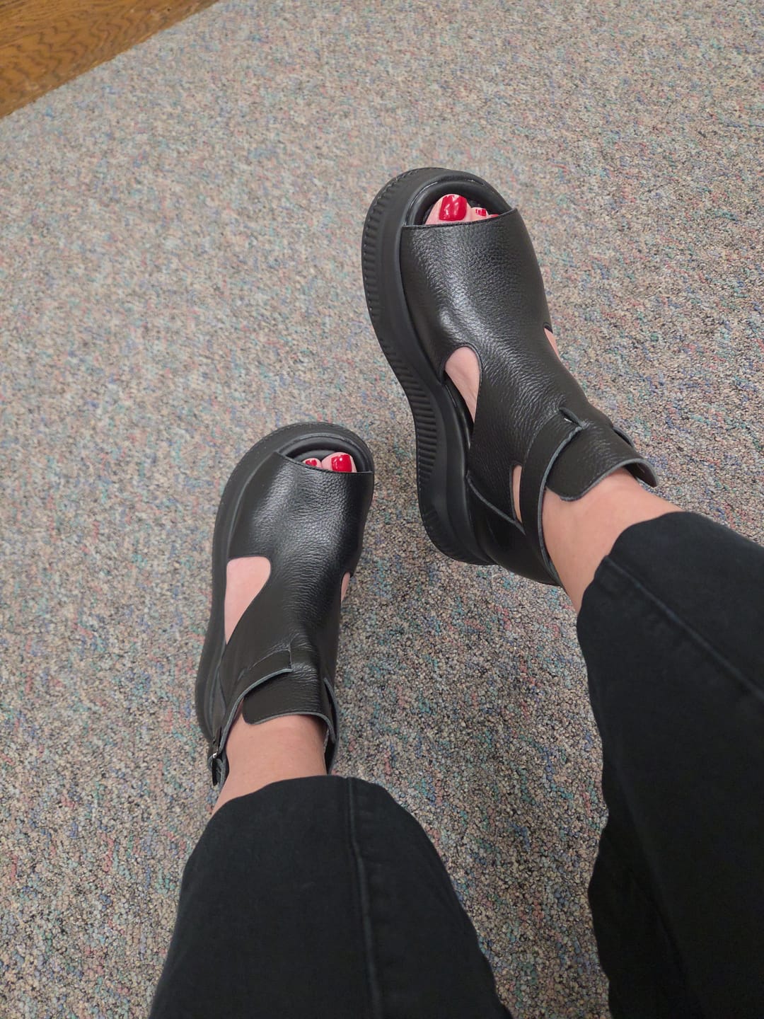 Customer photo review of Ankle Buckle Summer Open Toe Platform Sandals