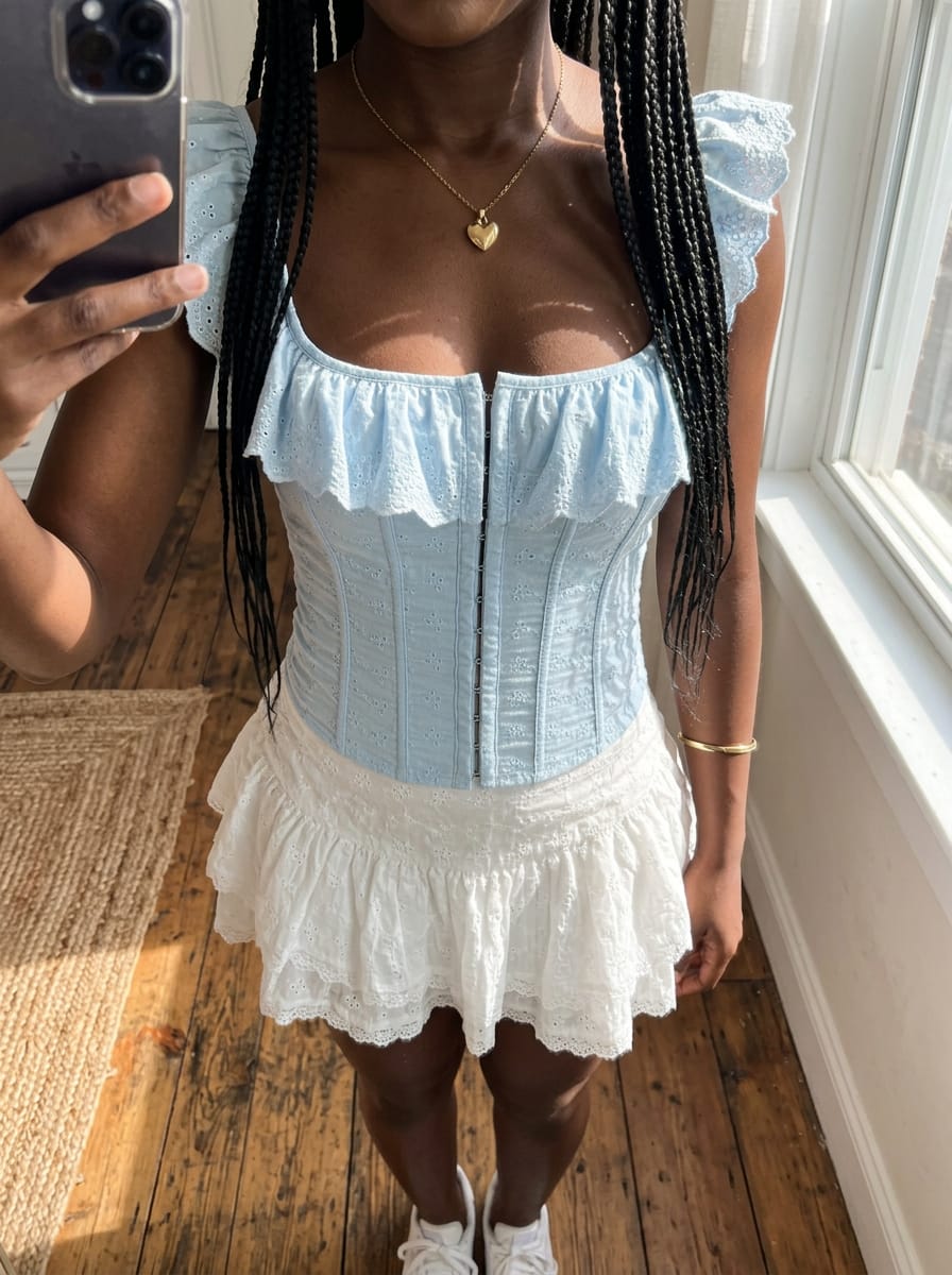 Customer photo review of Birdie Top Sky Blue