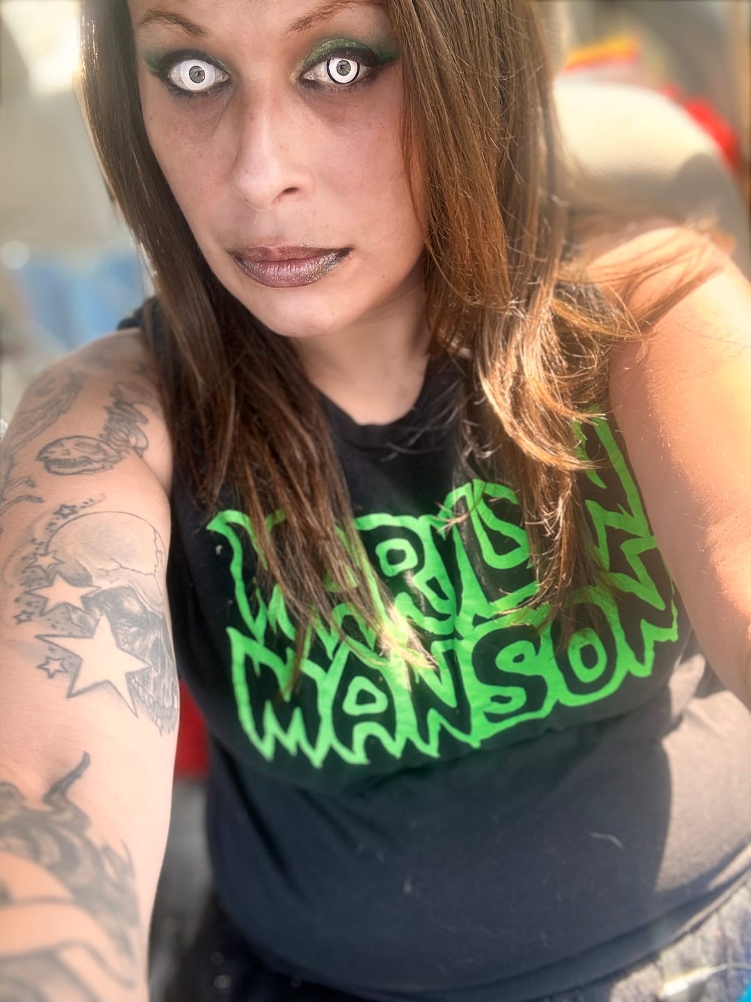 Customer photo review of Halloween Cosplay White Manson Prescription Colored Contact Lenses