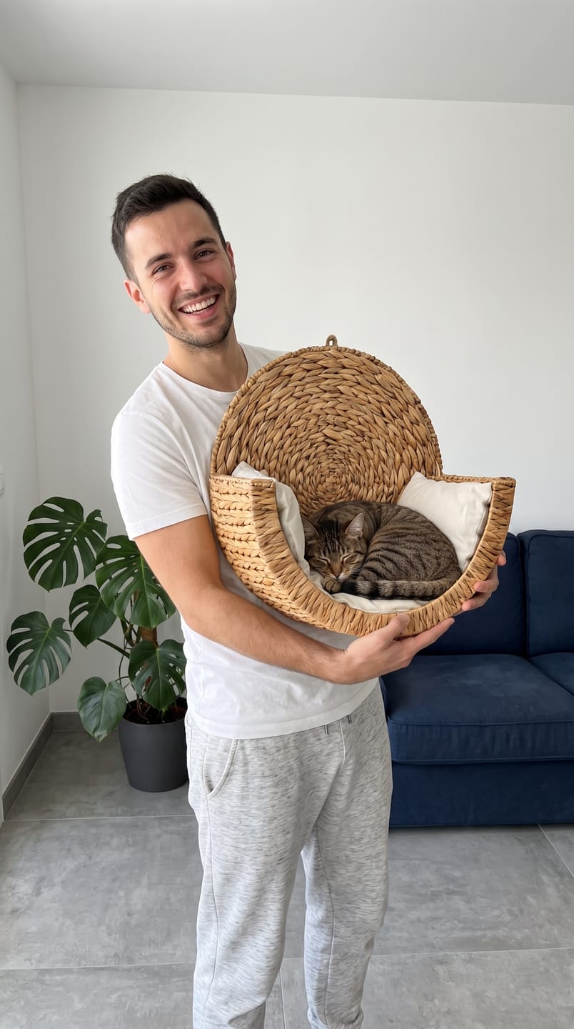 Customer photo review of Pawrelia™ Handwoven Cat Bed
