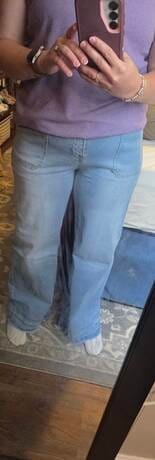 Customer photo review of Women's Wide Leg Denim Jeans