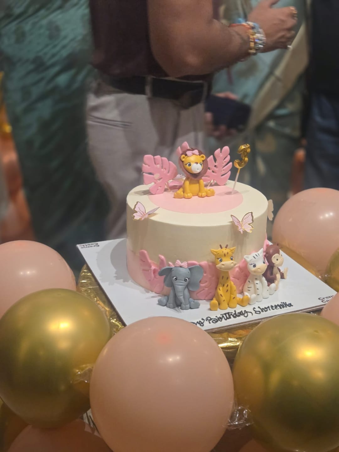 Customer photo review of Jungle theme pink Cake