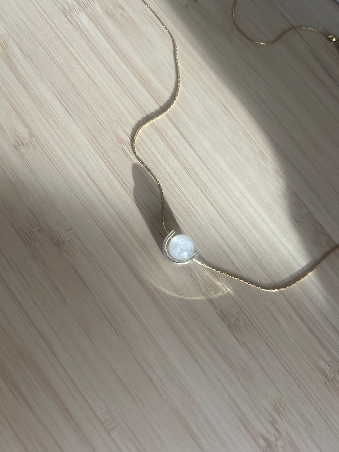 Customer photo review of Rosenquarz Halskette - Kugelschliff elegant