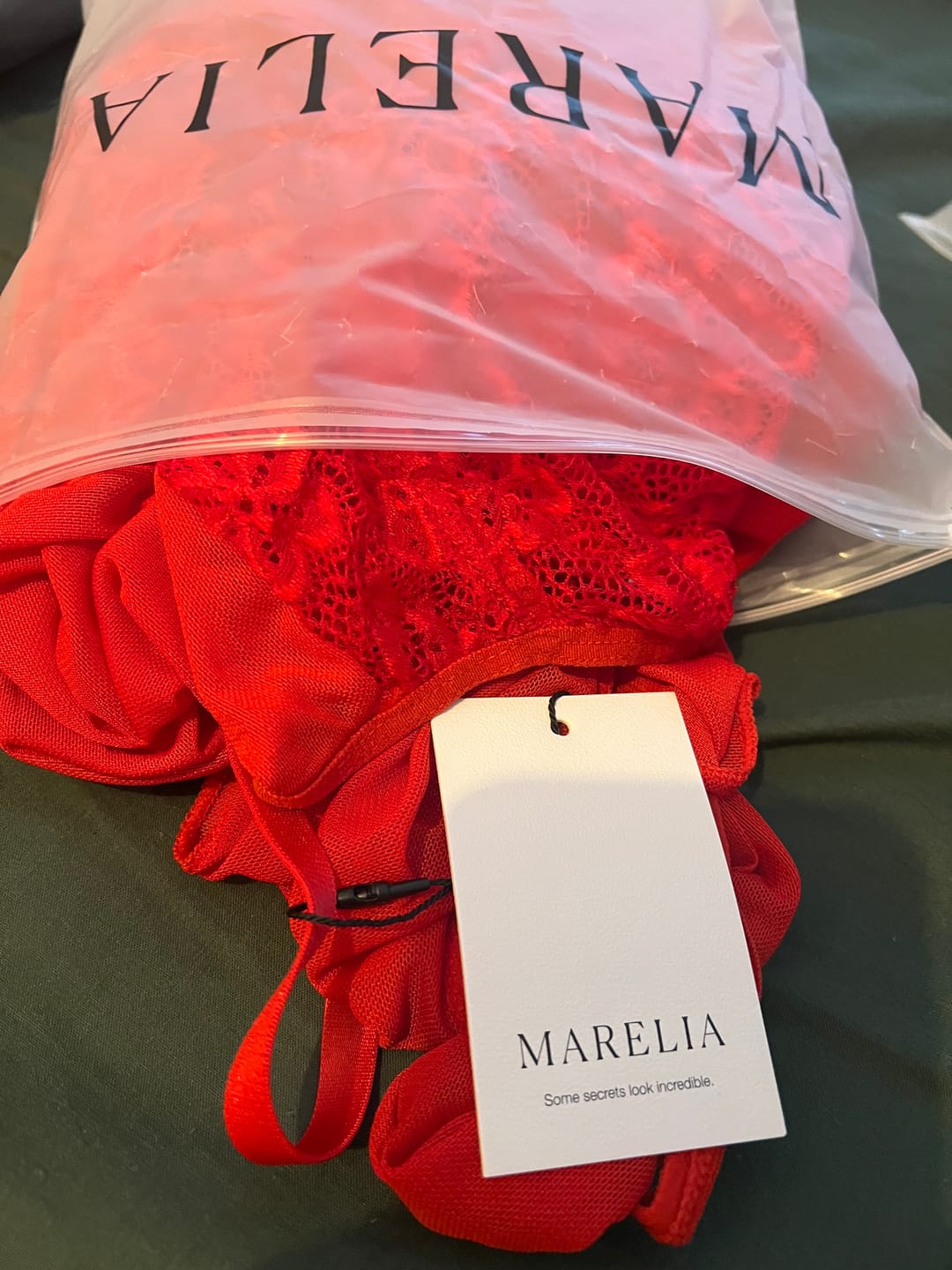 Customer photo review of Lace Halter Teddy With Ruffle Skirt