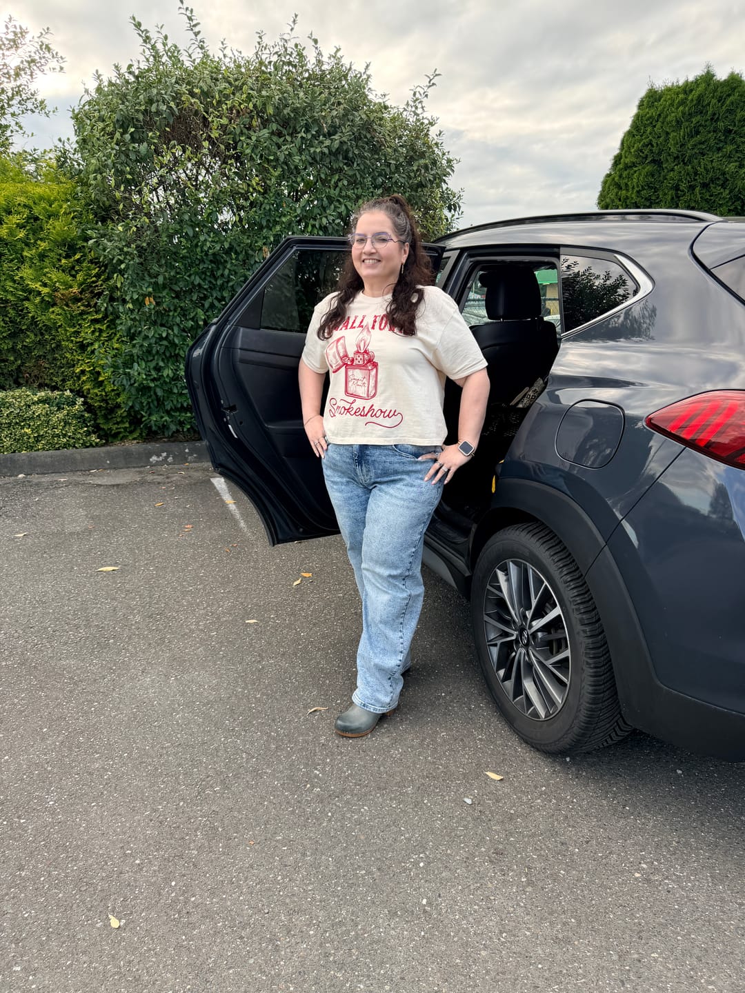 Customer photo review of Small Town Smokeshow Graphic Midi Tee