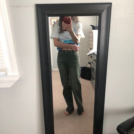 Customer photo review of Women's Wide Leg Denim Jeans
