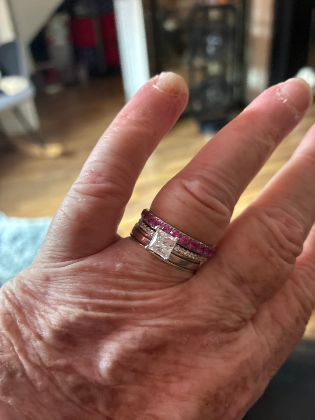 Customer photo review of 1ct Princess Cut Moissanite Engagement Ring | White Gold Slimline Dazzle Ring