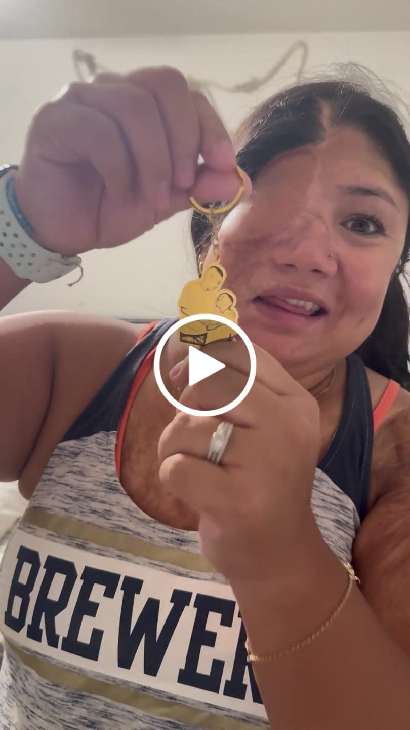 Customer video review of Custom Photo Engraved Keychain