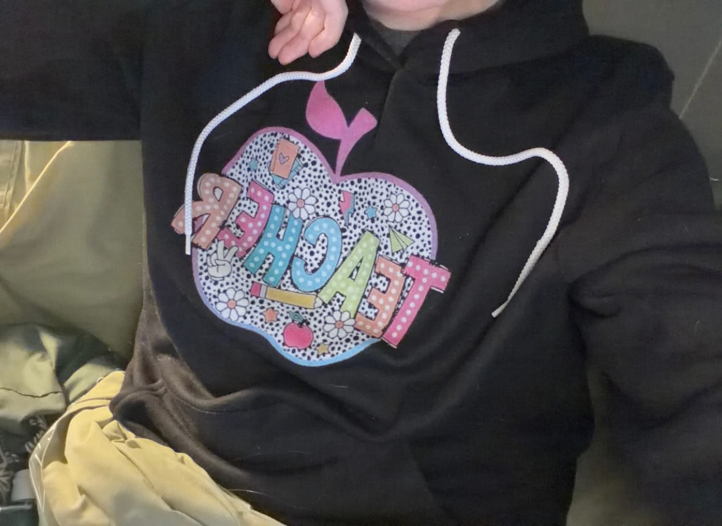Customer photo review of Teacher fleece hoodie
