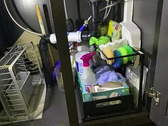 Customer photo review of Under-Sink Organizer Rack – Adjustable 2-Tier Metal Storage Shelf
