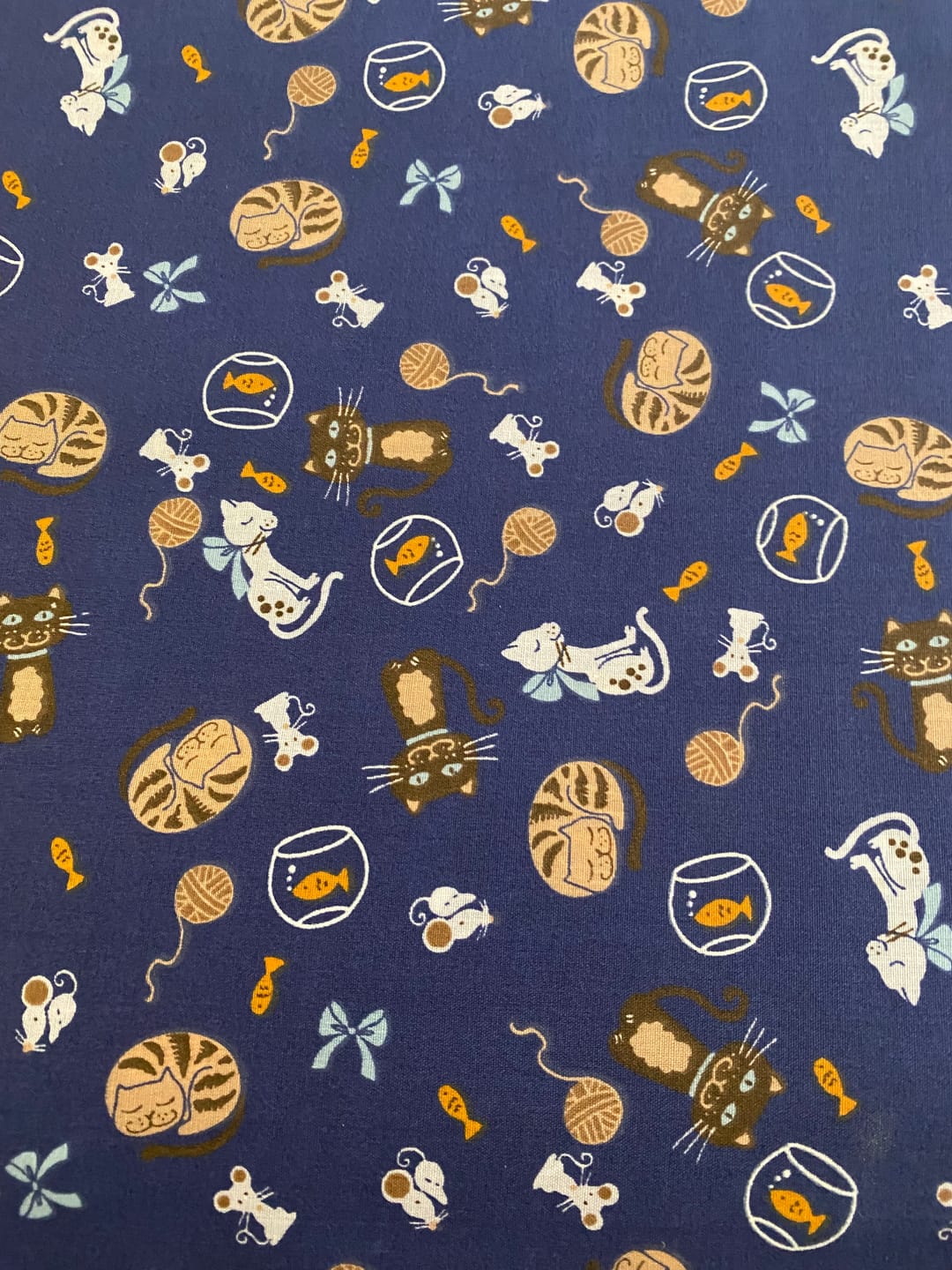 Customer photo review of Cats, Mice and Fish on Navy Polycotton Fabric