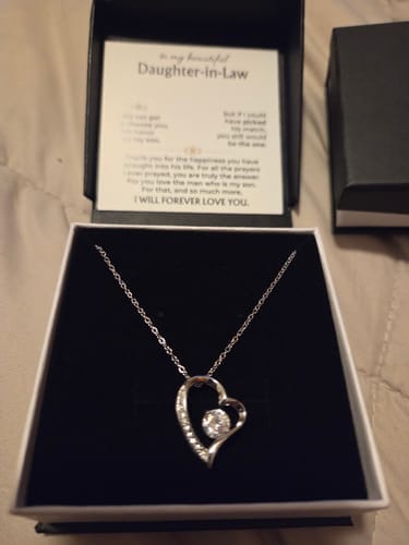 Customer photo review of Beautiful Daughter-in-Law Forever Love Necklace – Gift from His Parents