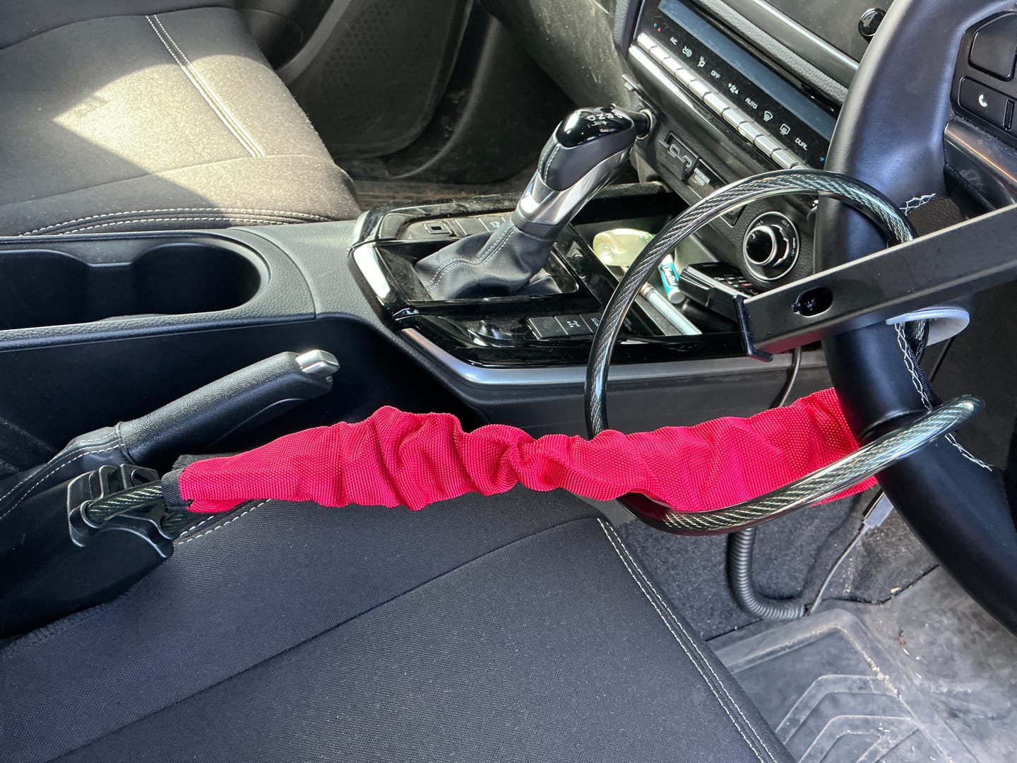 Customer photo review of Lock'd Car Defender — Visible Protection That Thieves Can't Ignore