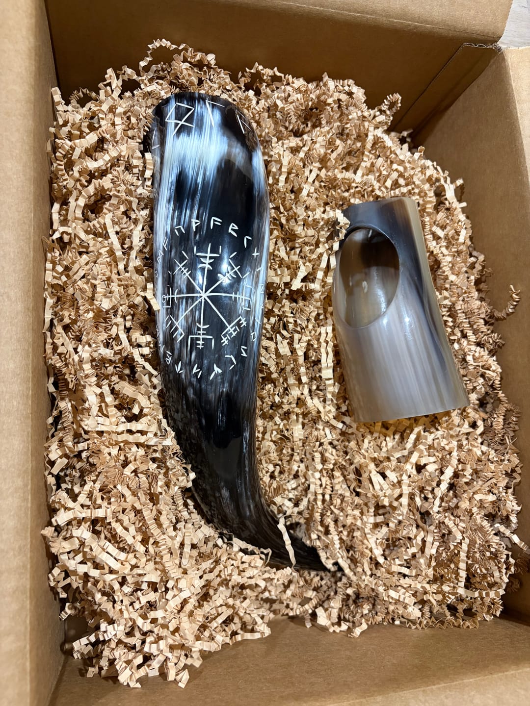 Customer photo review of The Wayfinder Drinking Horn