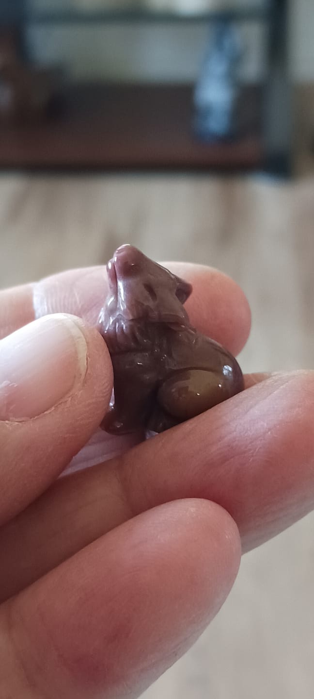 Customer photo review of Natural Crystal Alashan Agate Wolf Carving