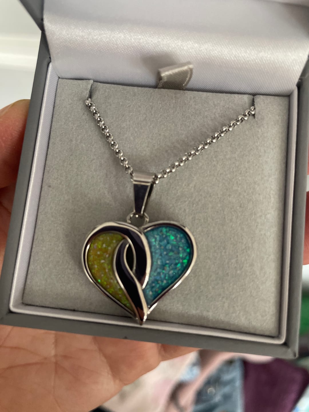 Customer photo review of Crossover heart pendant