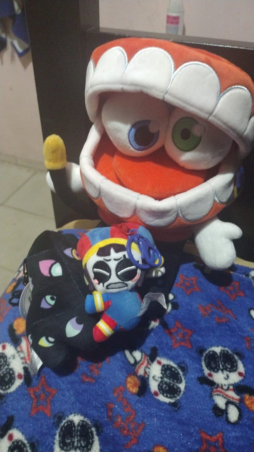 Customer photo review of Pomni & Abstraction Magnetic Plush Keychains