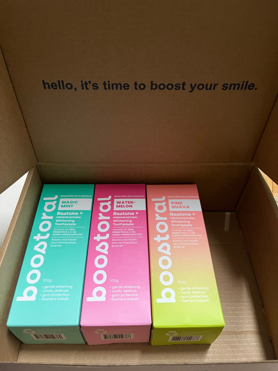 Customer photo review of Restore+ Family Toothpaste Pack