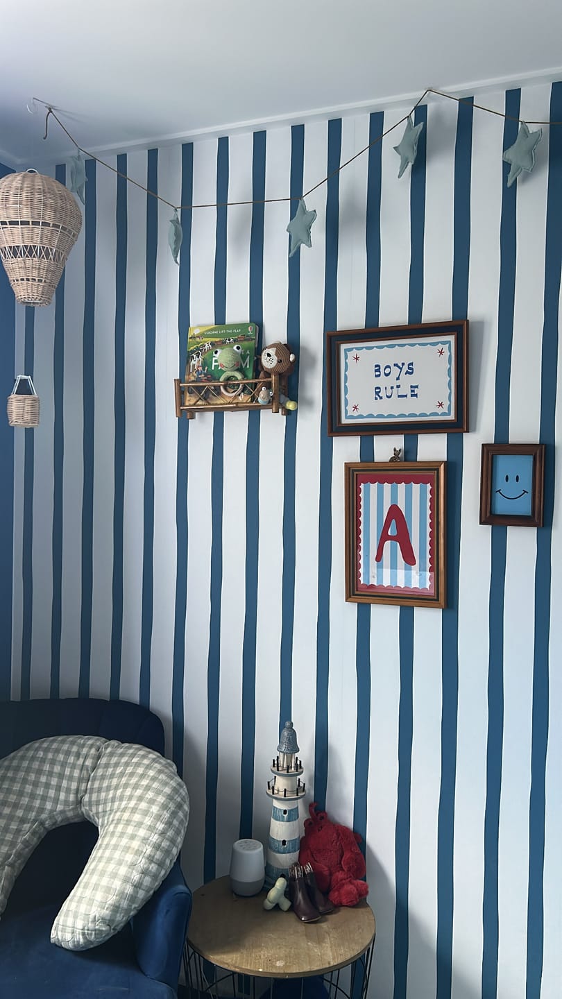 Customer photo review of Barito Imperfect Stripes Wallpaper - Bleu