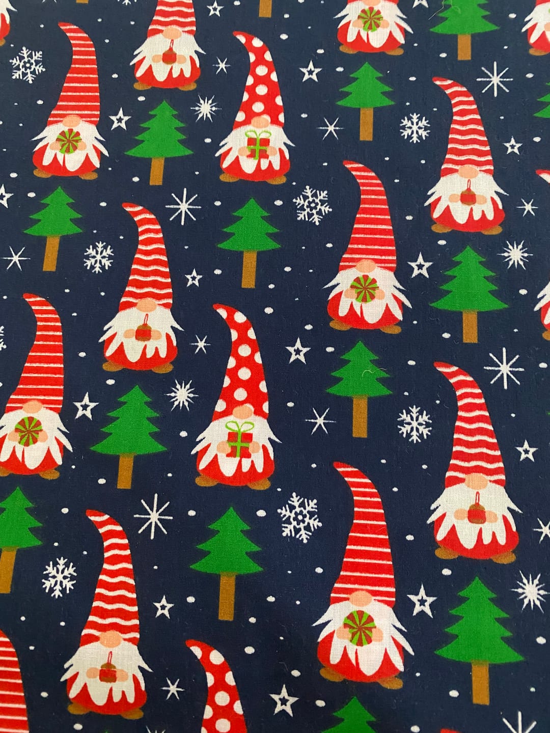 Customer photo review of Xmas Gnomes on Navy Polycotton Fabric