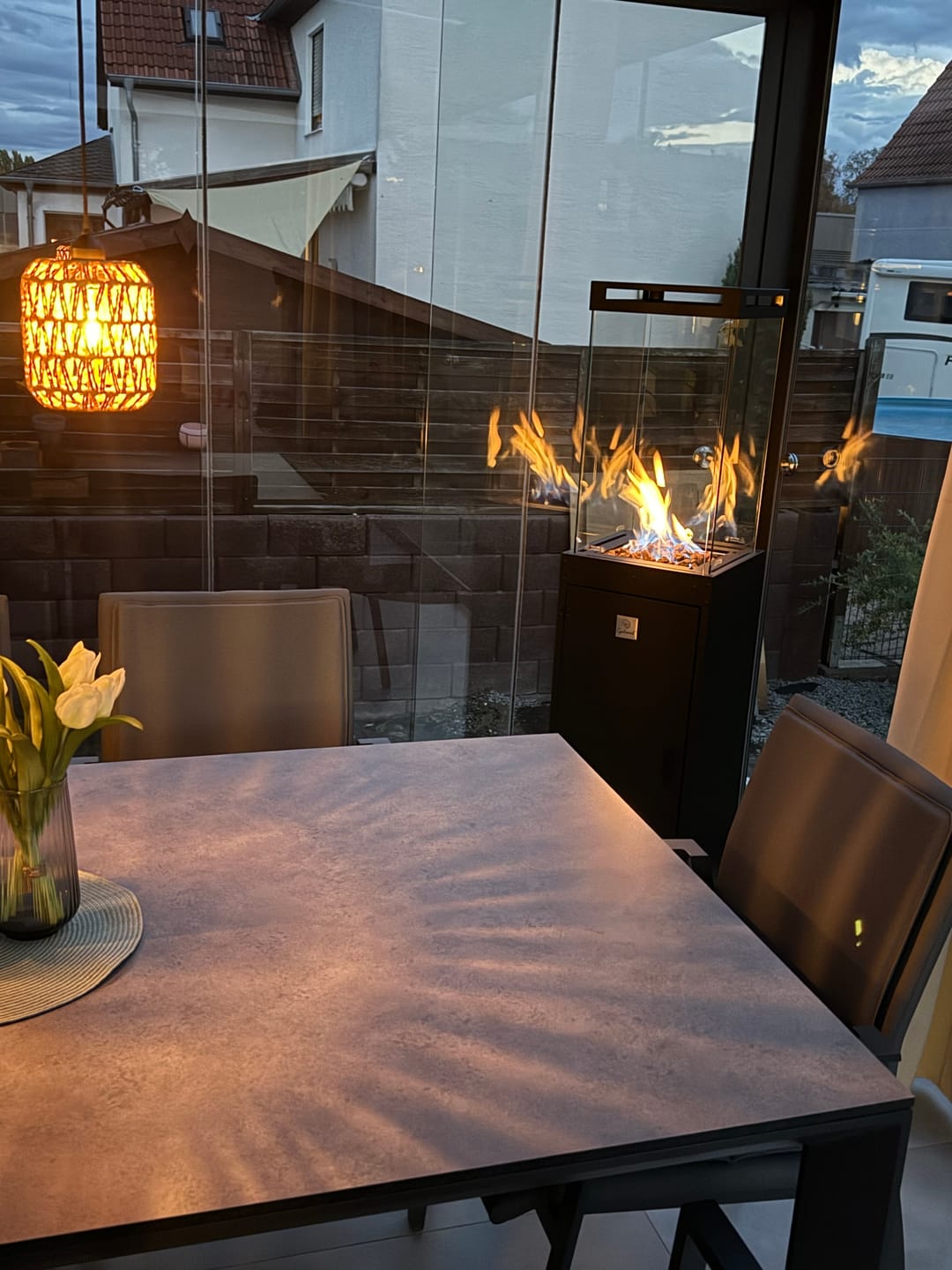 Customer photo review of Gartenzeit® Gas-Terrassenheizer mit Glaszylinder inkl. Abdeckung