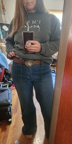 Customer photo review of Women's Wide Leg Denim Jeans