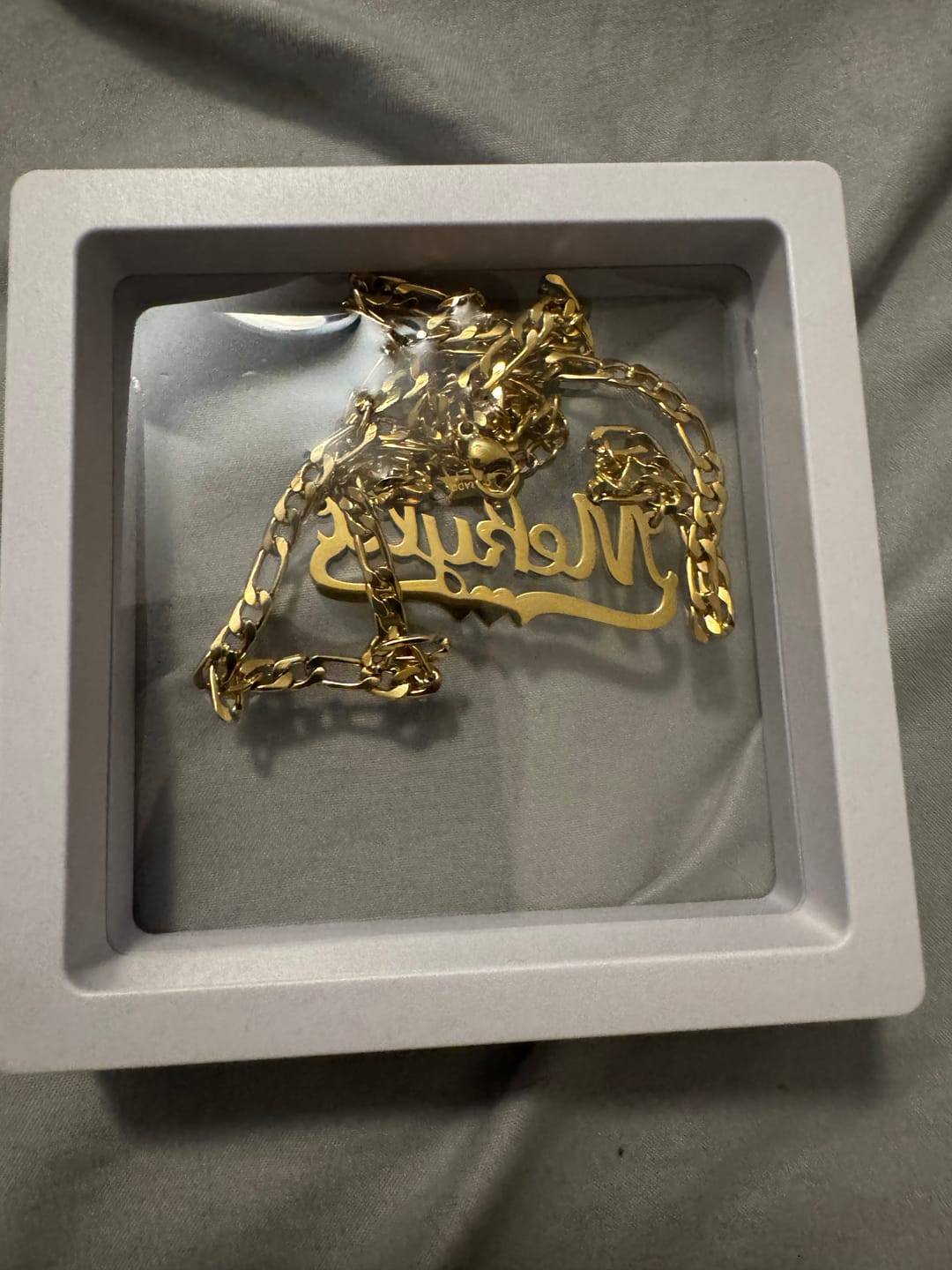 Customer photo review of Diamond Cut Heart Name Necklace