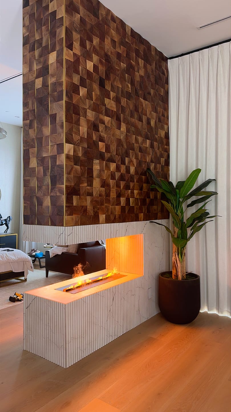Customer photo review of Natural Walnut 3D Diamond Panels Sample