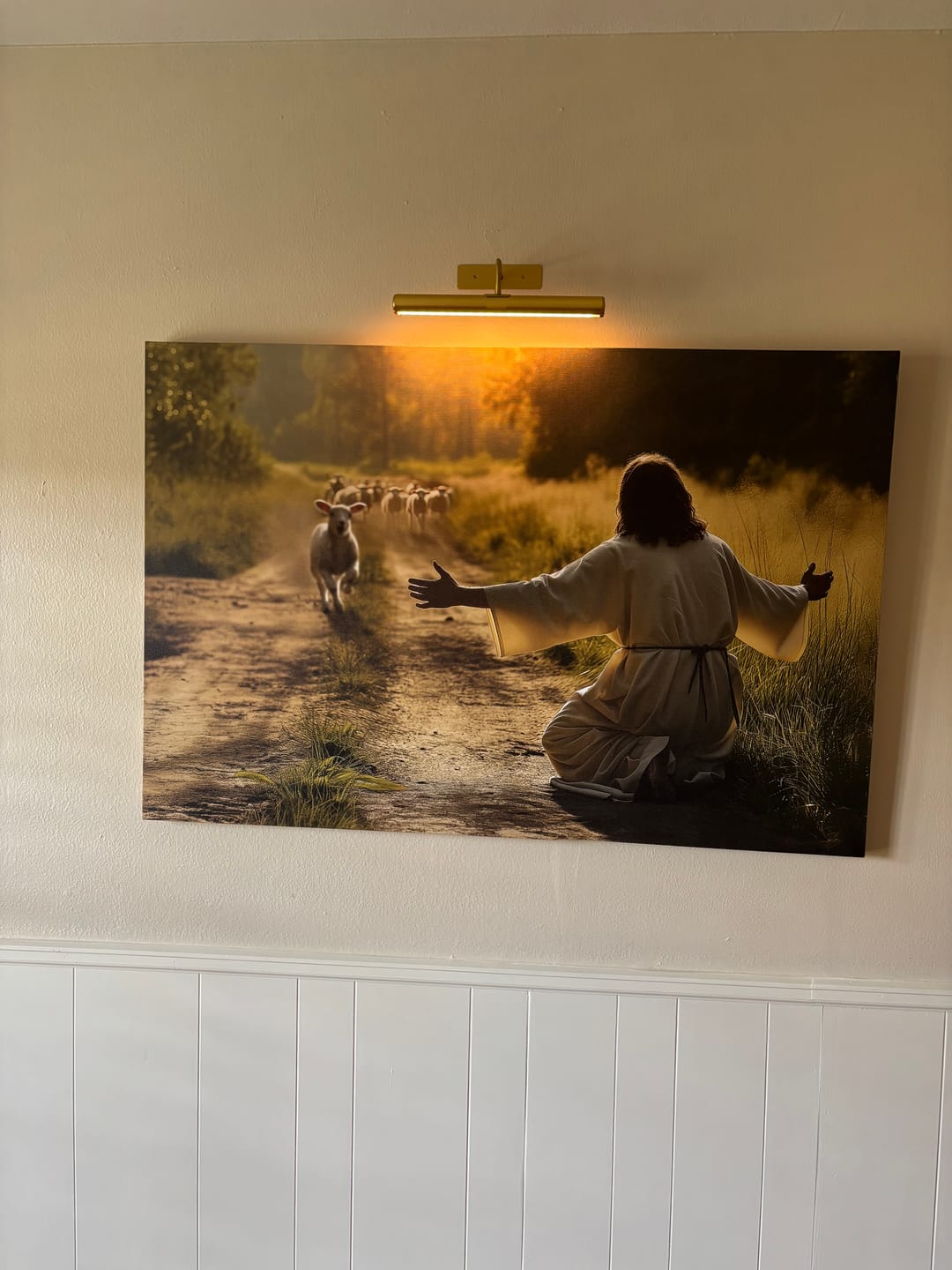 Customer photo review of Lamb Runs to Jesus Wall Art Canvas